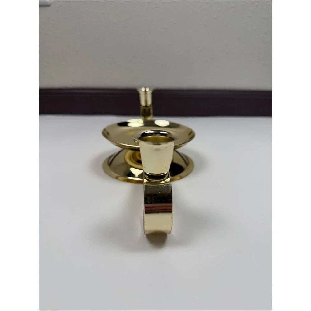 Vintage Metal Glow Brass 3 Arm Candle Holder Centerpiece USA Made Shabby Chic